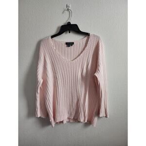 Lauren Ralph Lauren Pale Pink Narrow Cable Knit Tennis Sweater XL Preppy Classic